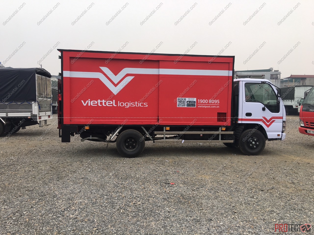 dán decal xe tải Viettel hoàn chỉnh